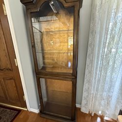 Tall Wood and Glass Curio Cabinet 