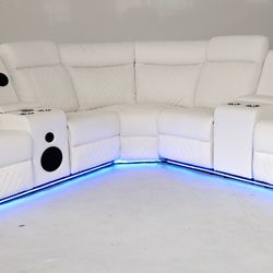 Luxury Sectional Recliner W/ Led And Bluetooth Speaker 