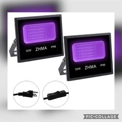 2pc LED UV Black Lights for Party, Neon Glow, Backtage Lights