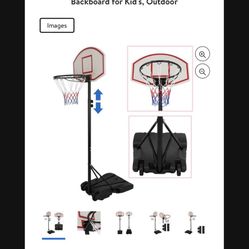 ZenStyle Portable Basketball System Height-Adjustable Hoop System with Backboard for Kid's, Outdoor