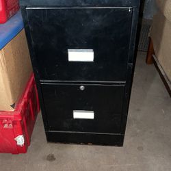 Very Nice Black Two Drawer Filing Cabinet Metal