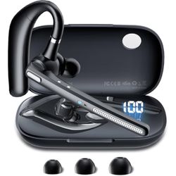 Brand: COTOE Bluetooth Headset V5.3, Wireless Earpiece with 500mAh Charging Case Hand-Free Headphones Noise Canceling Mic for Office/Driving/Business 