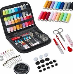 Amazon Basics Portable Travel Sewing Kit for Adults, Includes Threads, Needles, Scissors, Buttons, Thimbles, Measuring Tape, Threader, Seam Ripper and