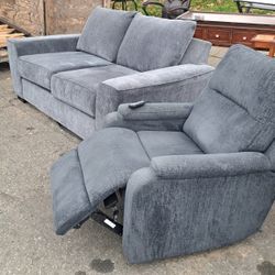 Gray Sofa And Power Recliner (Heat/massage) Set