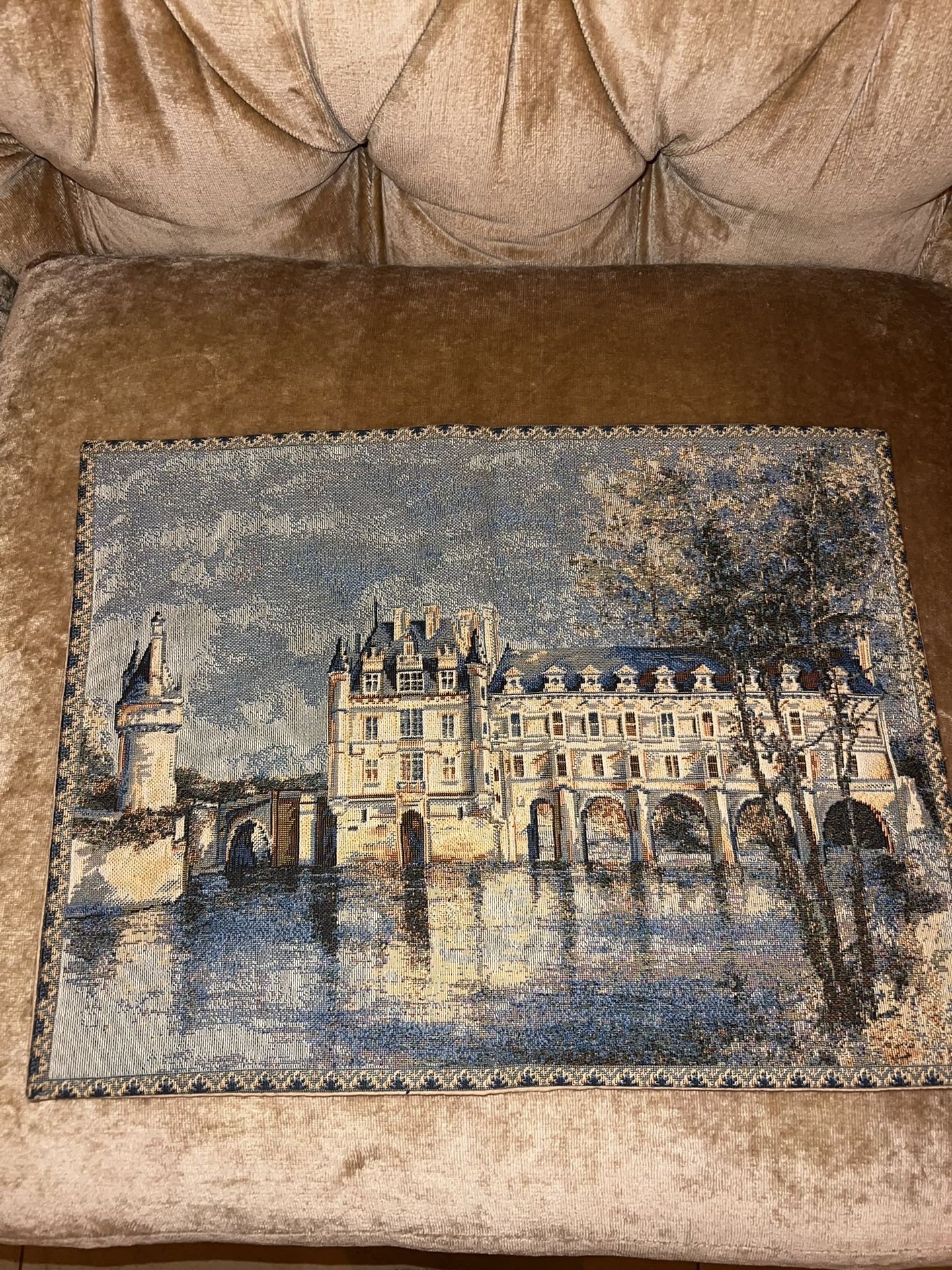 18X14 Chateau de Chenonceau Belgium Flemish Tapestry Metrax-Craye Made In France