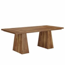 Mid-Century Modern Dining Table & 4 Cane-Back Chairs — Solid Wood, V-Base