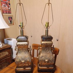 Brass Chinese Wine Vessel Lamps