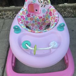 Bright Stars Pink Baby Walker Elephant And Monkey Seat 