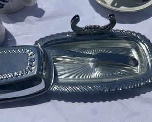 Butter Dish Vintage Chrome Plated