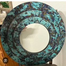 Mosaic Green Mother Of Pearl Round Mirror 
