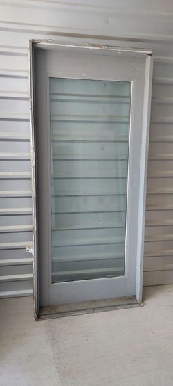 Vintage Solid Wood Single Lite Exterior Entry Door In Frame 36x79
