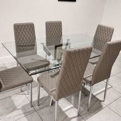 DINING SET W/ Silver Dining Table 🩶🩶✔️🩶🩶