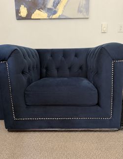 Navy Blue Tufted Accent Chair