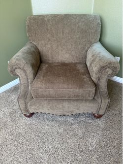 Two Classic Upholstered Armchairs wit Nailhead Trim