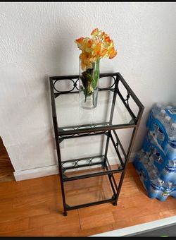 Metal And Glass Three Tier Shelf 32x14x12