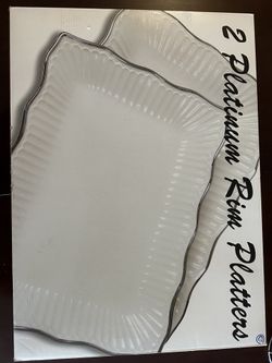 Platinum Rim Serving Platter - 2 Pcs 