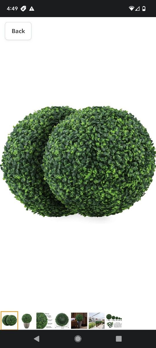 $75 SUNNYGLADE 2PCS 19.7" ARTIFICIAL PLANT TOPIARY BALL