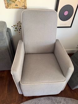 Light Gray Upholstered Glider Rocking Chair