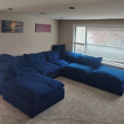 Restoration Hardware Modular Sectional Couch Sofa 6 Pieces Blue