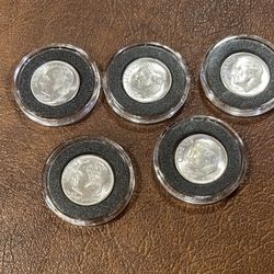 Lot of 5 SILVER 1955 Roosevelt Dimes BRILLIANT UNCIRCULATED 
