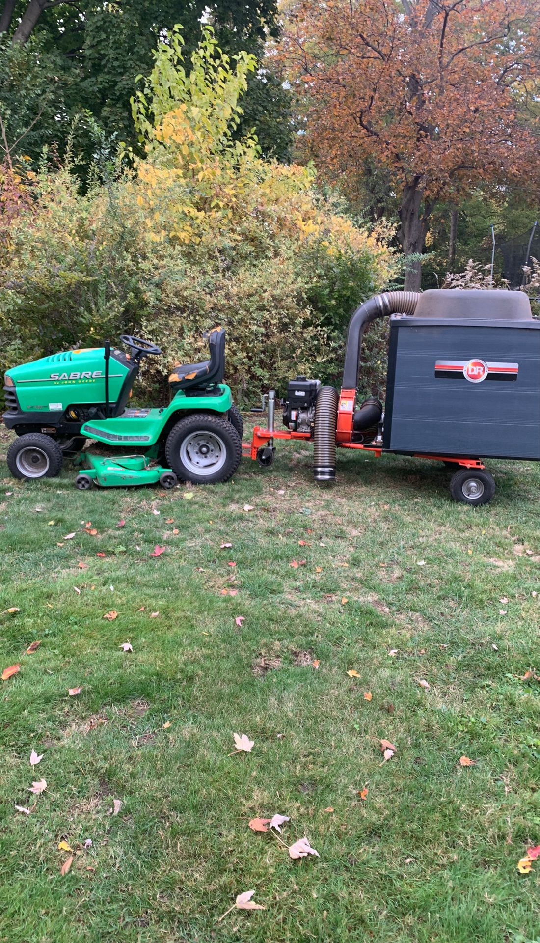 Tractor and leaf vacuum