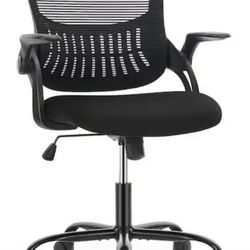 Office Chair Elegant Durable Comfy Mesh Back Ergonomic Computer Office Chair 360° Wheels in Black with Lumbar Support and Comfy Flip-up Arms