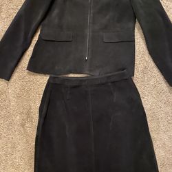 Women’s Suede Mini Skirt And Jacket