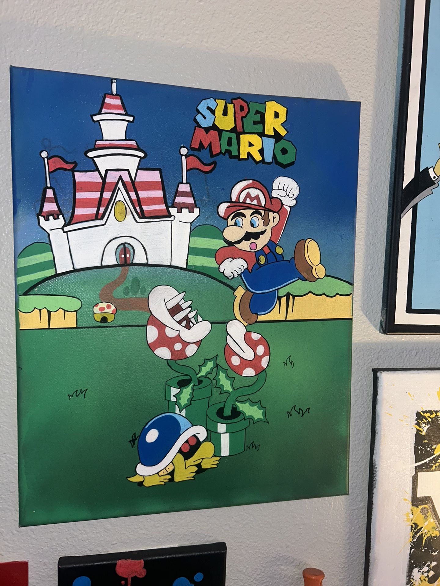 Hand painted super Mario bros canvas - 16 x 20 in