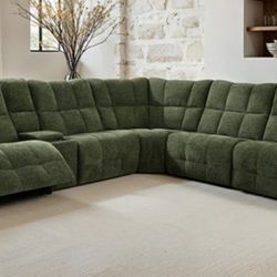 Brand New Jade Green Super Plush Power Reclining Sectional Sofa 