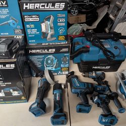 12 20v brushless Hercules tool set with batteries and charger