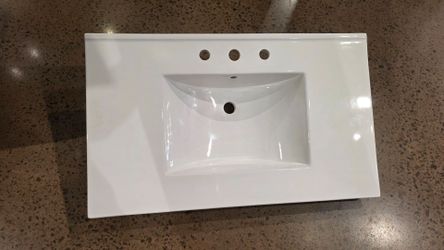 36" wide porcelain vanity countertop with integrated sink