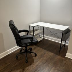 White Modern L Shaped Desk *Valued At $105*