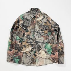 Ranger Canvas Hunting Camo Button Up Realtree Woodland Duck Sz XL