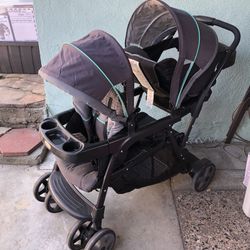 Tandem Double Stroller With Triple Capacity
