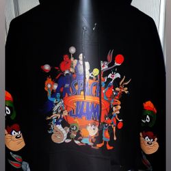 Black Space Jam Hoodie XL Vintage Throwback 