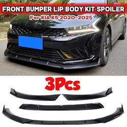 Front Bumper Lip Fit for Kia K5 GT-Line 2020-2025,3 PCS Front Bumper Lip Body Kit Spoiler Compatible with 2020-2026 Kia K5 GT Line Front Splitter, Glo