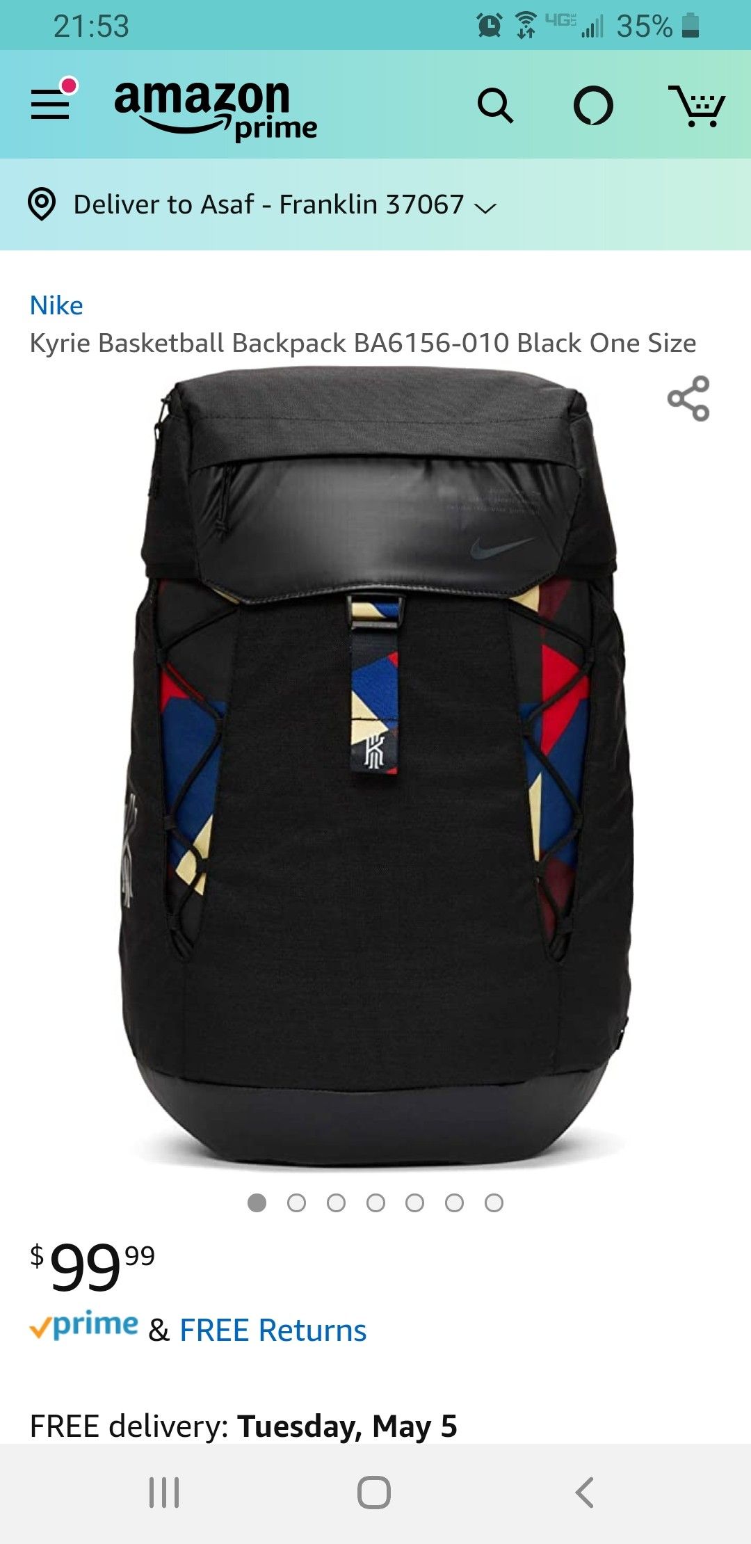 Kyrie Basketball Backpack BA6156-010 Black One Size