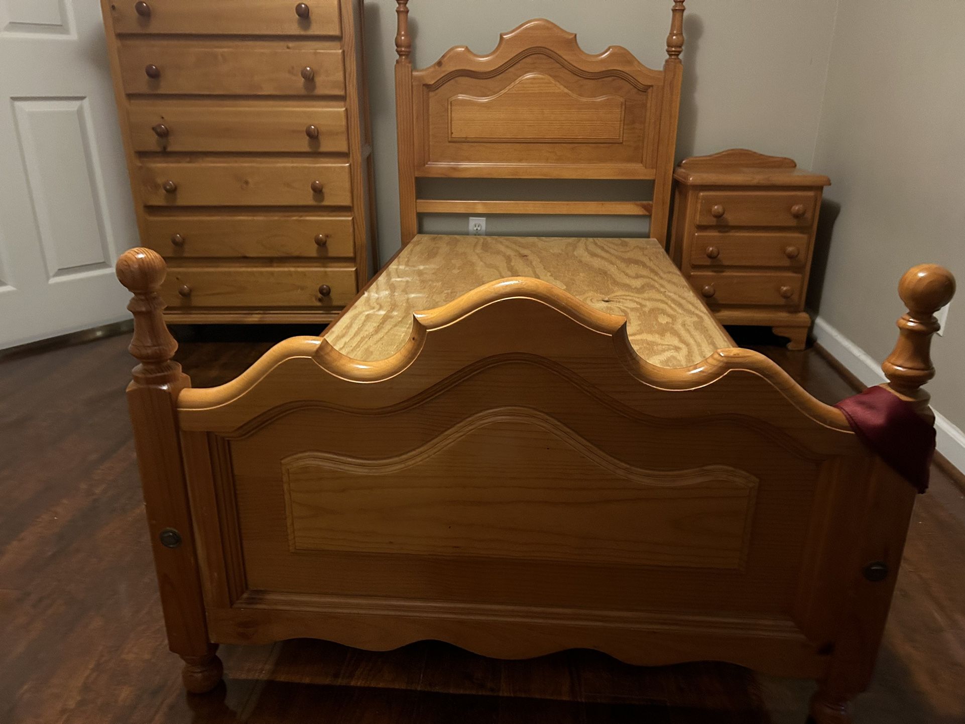 Real Wood Twin Size Bed Frame With Drawers (Used)