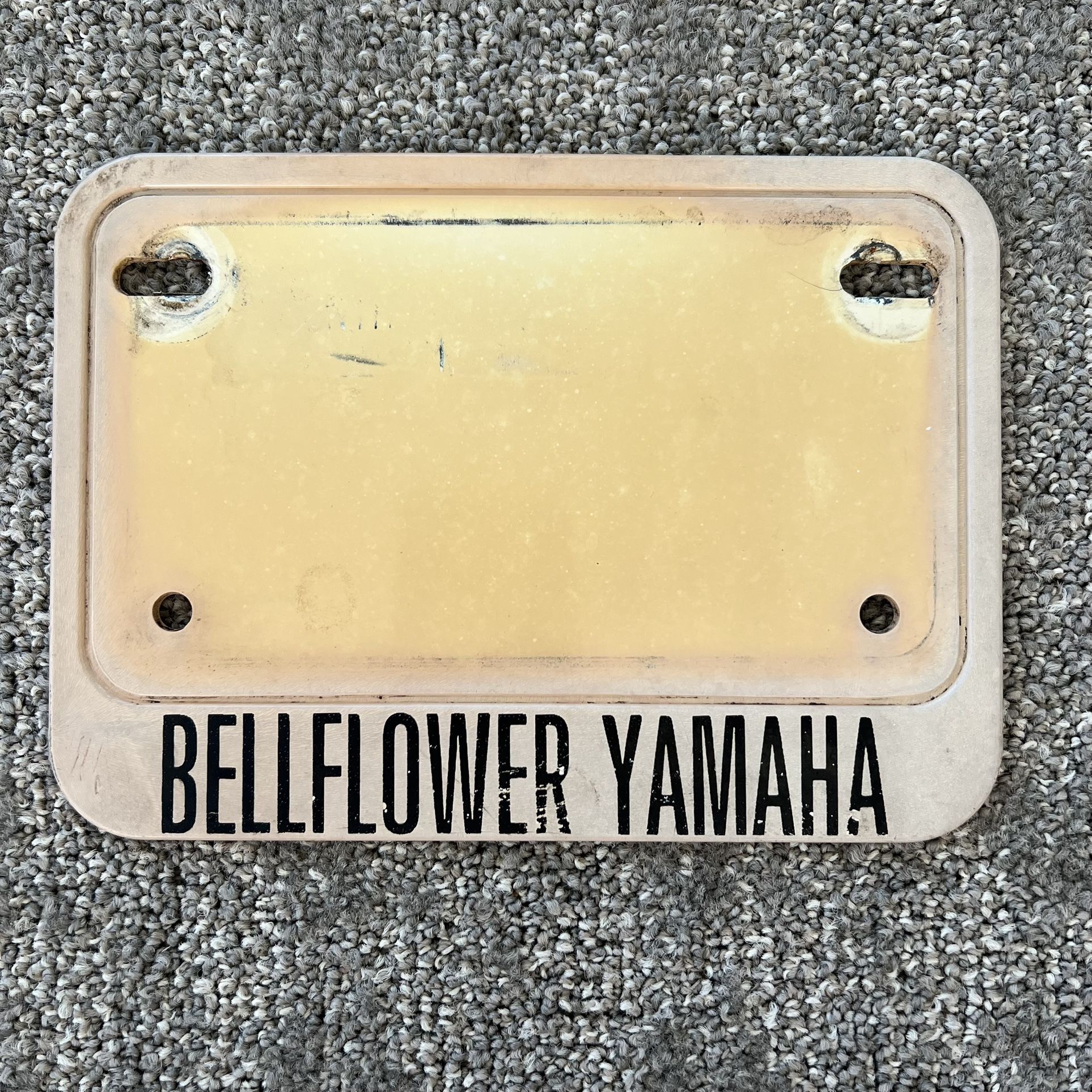 Vintage 1970’s Yamaha Motorcycle License Plate Frame Bellflower CA Dealer