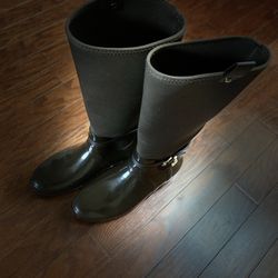 MICHAEL MICHAEL KORS Brown Stormy Rubber Knee Rain Boot