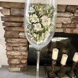 47” Hand Painted Glass With Gold Swarovski Crystals 