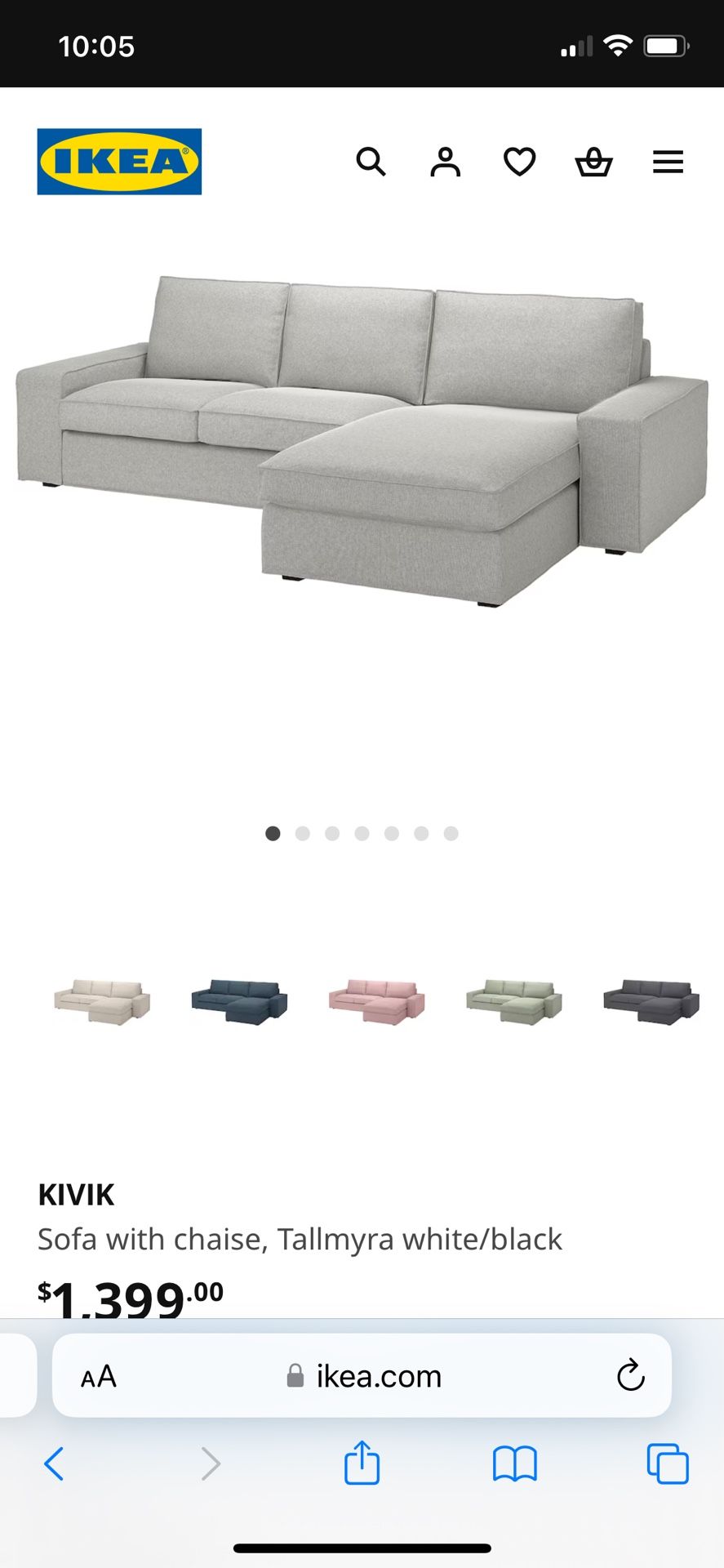 Ikea Kivik with Chaise (not pictured)