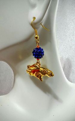 Gold-plated Denver Bronco Shamballa earrings