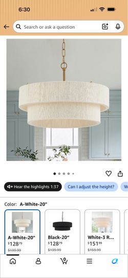 ELYCCUPA Woven Rattan Pendant Light, 20" White