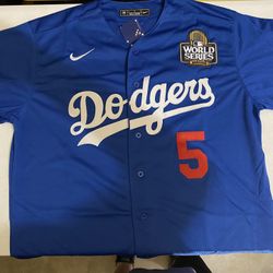 LA Dodgers #5 Freeman With World Series Patch Adult Sizes Small Up To 3XL