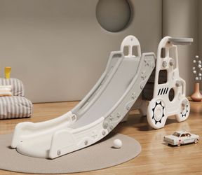 Toddler Slide Playset - Indoor/Outdoor Slide, Basketball Hoop & Climber, Safe Enclosed Steps & Anti-Slip Design, Multi-Activity Playset for Toddlers, 