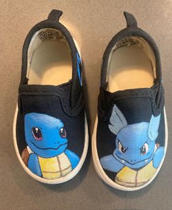Hand Painted Squirtle Wartortle Pokemon Slip-on Toddler Baby Shoes Size 3