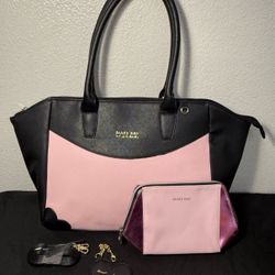 RARE Mary Kay Loly In The Sky Heart Print Colorblock Pink/Black Shoulder Purse