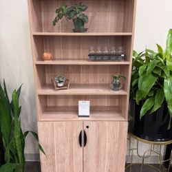 New - Tall Bookcase With Locking Double Doors