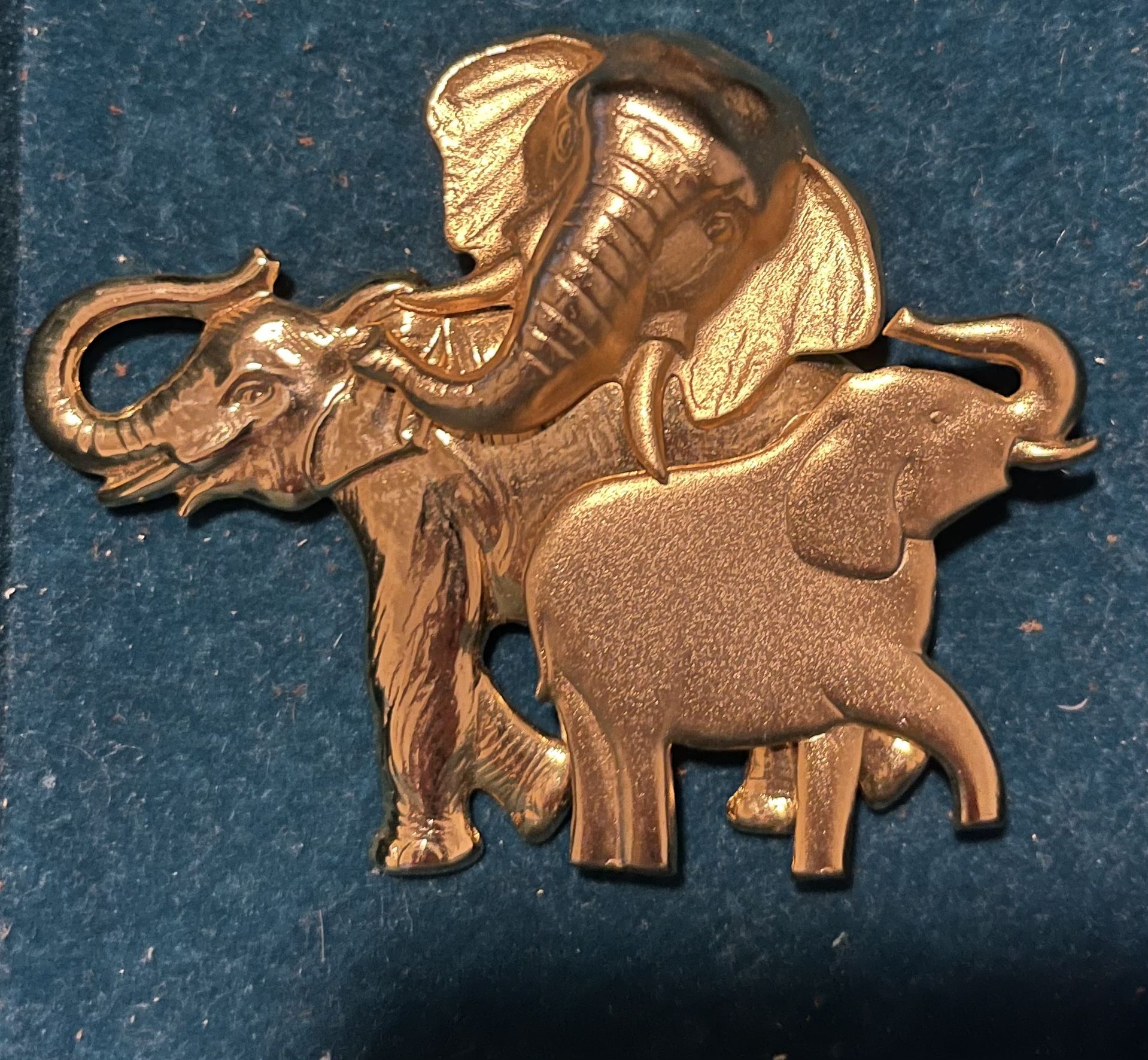 Gold Elephant Brooch 